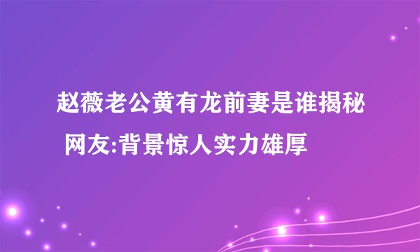 赵薇老公黄有龙前妻是谁揭秘 网友:背景惊人实力雄厚