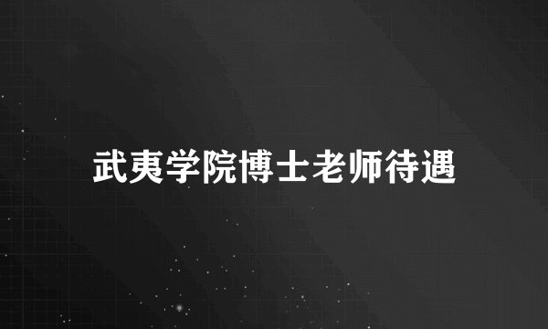 武夷学院博士老师待遇