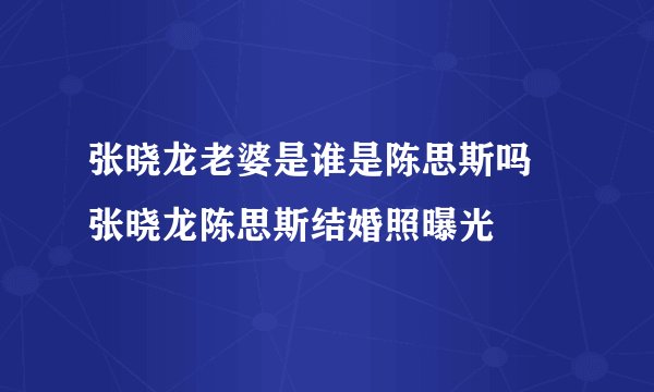 张晓龙老婆是谁是陈思斯吗 张晓龙陈思斯结婚照曝光