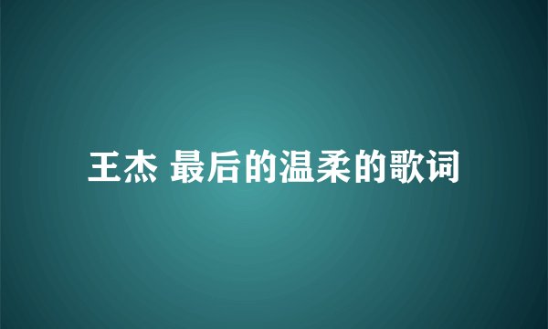 王杰 最后的温柔的歌词
