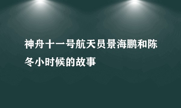 神舟十一号航天员景海鹏和陈冬小时候的故事