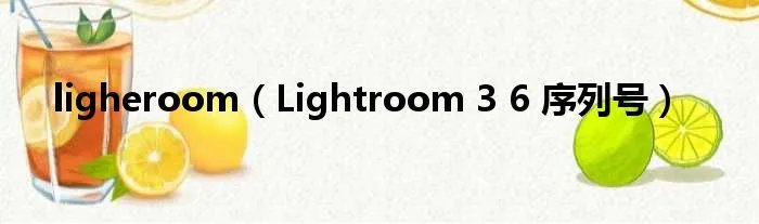 ligheroom(Lightroom 3 6 序列号)