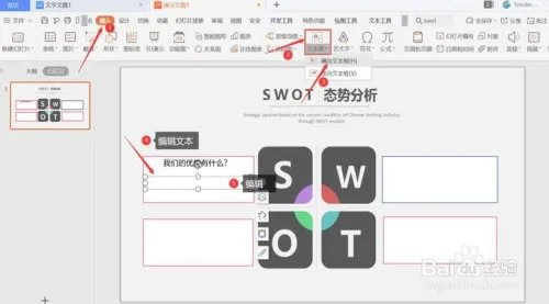 如何在PPT中制作SWOT