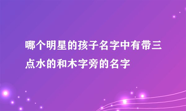 哪个明星的孩子名字中有带三点水的和木字旁的名字
