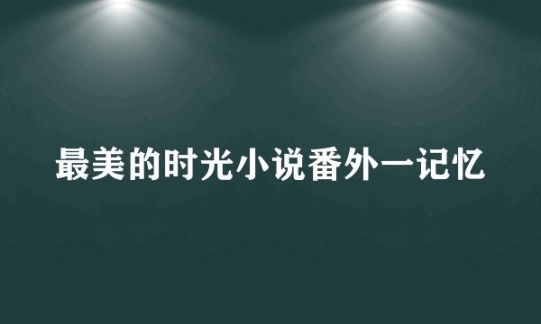 最美的时光小说番外一记忆