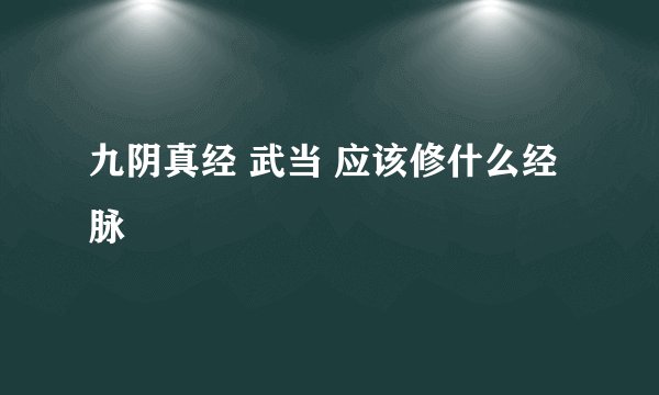 九阴真经 武当 应该修什么经脉