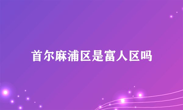 首尔麻浦区是富人区吗