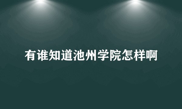 有谁知道池州学院怎样啊