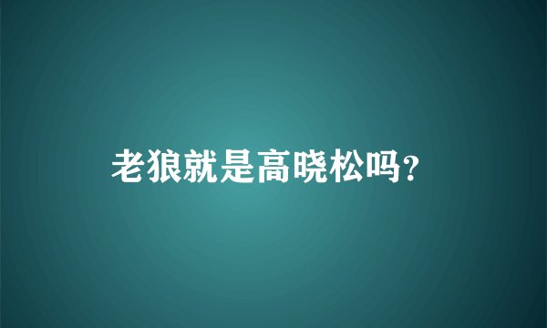 老狼就是高晓松吗?