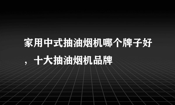 家用中式抽油烟机哪个牌子好,十大抽油烟机品牌