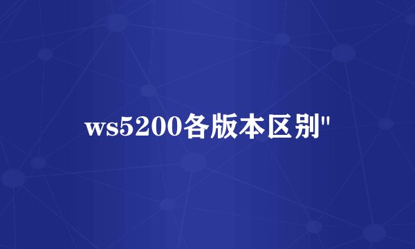 ws5200各版本区别