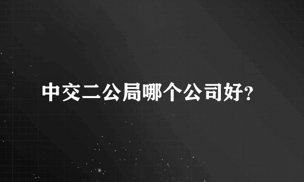中交二公局哪个公司好？