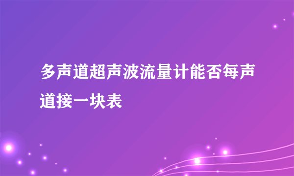 多声道超声波流量计能否每声道接一块表