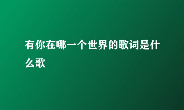 有你在哪一个世界的歌词是什么歌