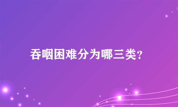 吞咽困难分为哪三类？