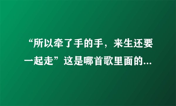 “所以牵了手的手,来生还要一起走”这是哪首歌里面的歌词呀?