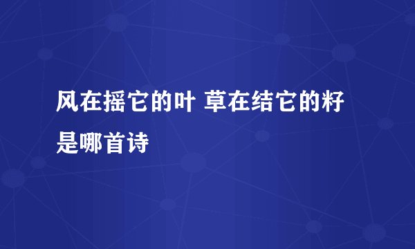 风在摇它的叶 草在结它的籽是哪首诗