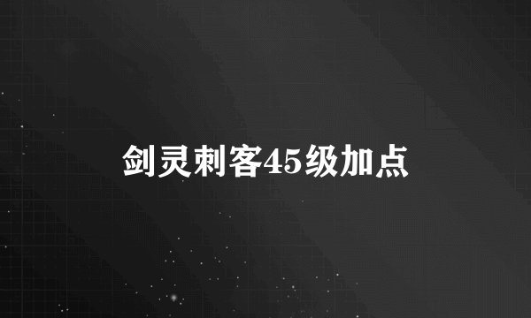 剑灵刺客45级加点
