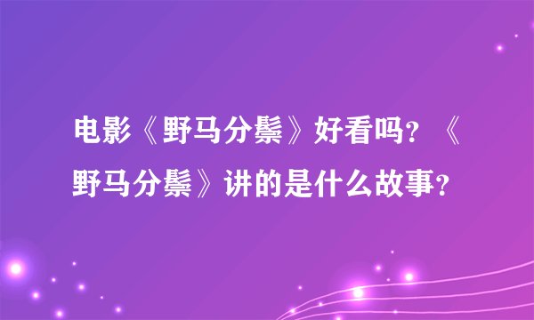 电影《野马分鬃》好看吗?《野马分鬃》讲的是什么故事?