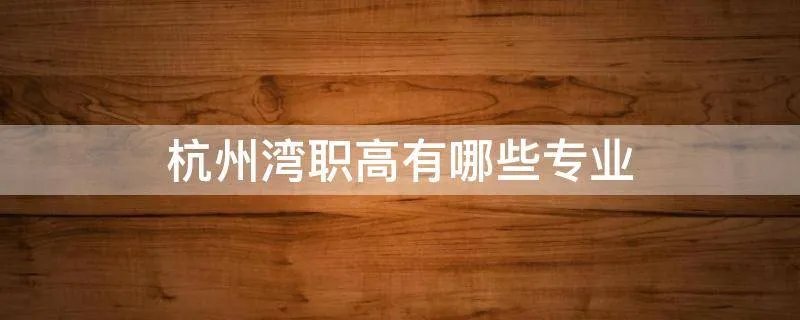 杭州湾职高有哪些专业