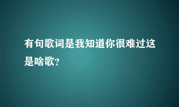 有句歌词是我知道你很难过这是啥歌？