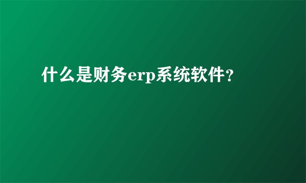 什么是财务erp系统软件？