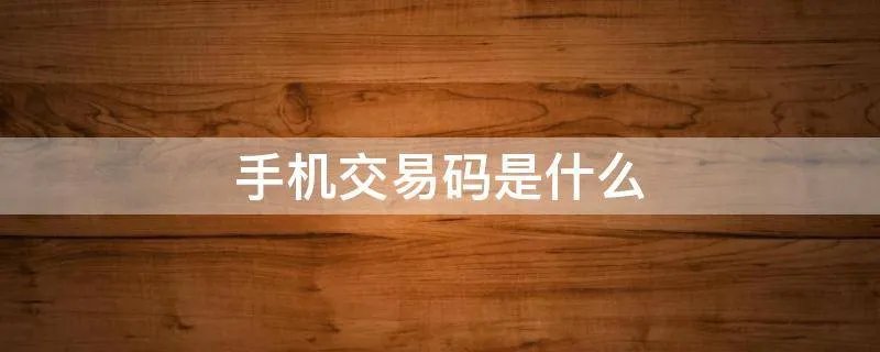 手机交易码是什么