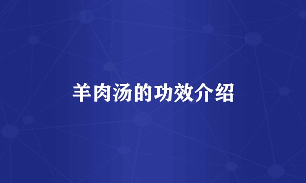 羊肉汤的功效介绍