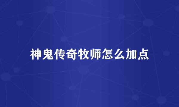 神鬼传奇牧师怎么加点