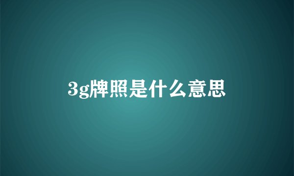 3g牌照是什么意思