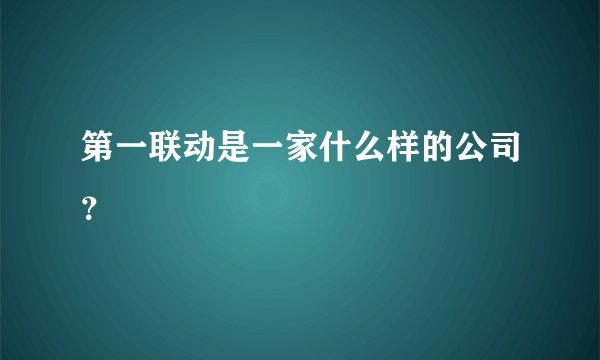 第一联动是一家什么样的公司？