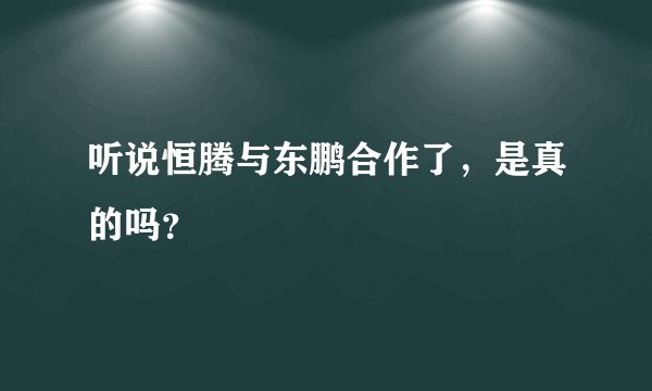 听说恒腾与东鹏合作了，是真的吗？