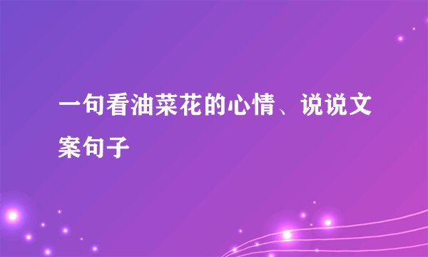 一句看油菜花的心情、说说文案句子