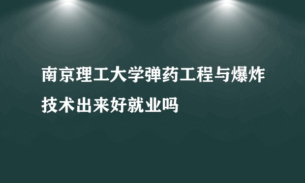 南京理工大学弹药工程与爆炸技术出来好就业吗