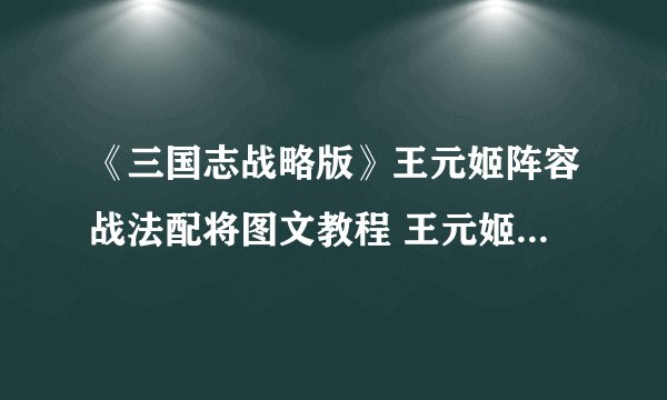 《三国志战略版》王元姬阵容战法配将图文教程 王元姬是拆还是留
