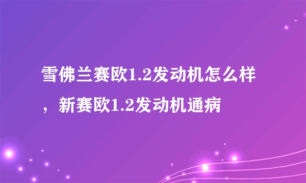 雪佛兰赛欧1.2发动机怎么样，新赛欧1.2发动机通病