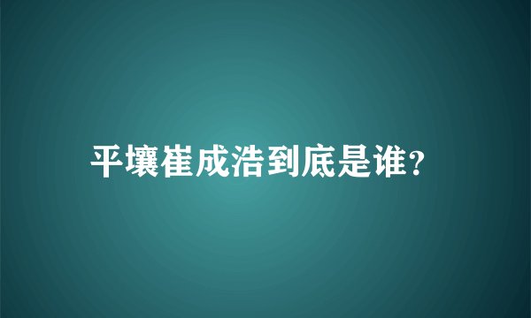 平壤崔成浩到底是谁?