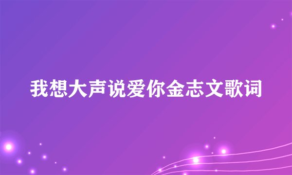 我想大声说爱你金志文歌词