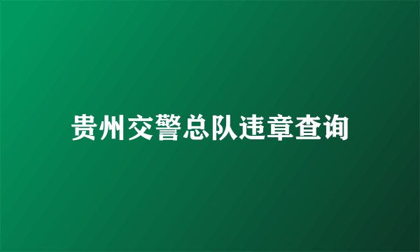贵州交警总队违章查询