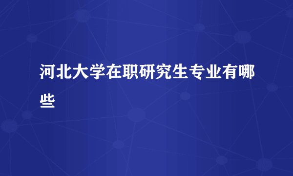 河北大学在职研究生专业有哪些