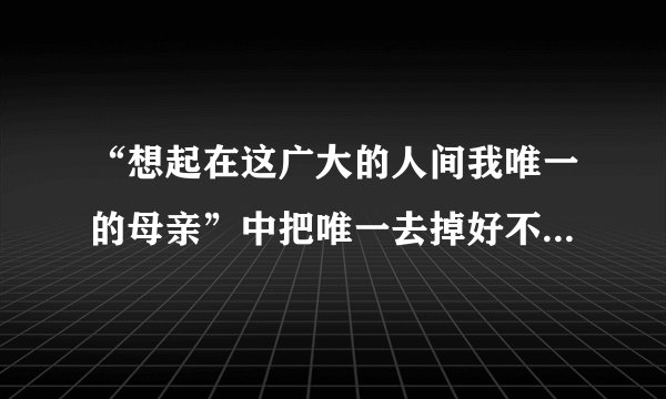 “想起在这广大的人间我唯一的母亲”中把唯一去掉好不好？为什么？