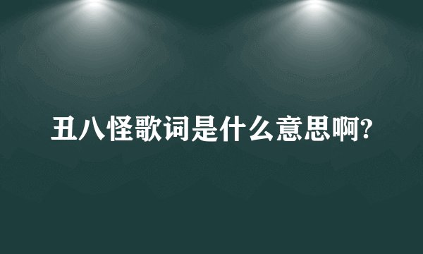 丑八怪歌词是什么意思啊?