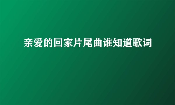 亲爱的回家片尾曲谁知道歌词