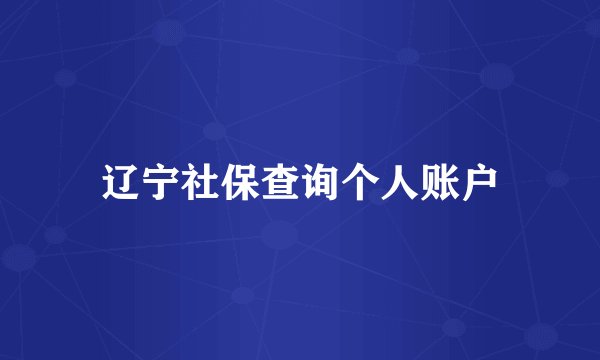 辽宁社保查询个人账户