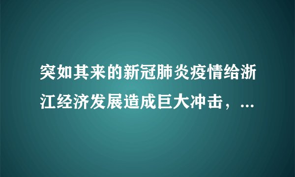 突如其来的新冠肺炎疫情给浙江经济发展造成巨大冲击，市场消费需求不振、广大小微企业停工停产、外贸企业出口受阻……为帮助企业渡过难关、提振经济，省政府采取了以下措施：加大对小微企业的财税支持、实施税收减免和延期缴纳，提高部分产品的出口退税率，推出政府出资的消费券等。上述举措最大程度降低了疫情对经济带来的负面影响。