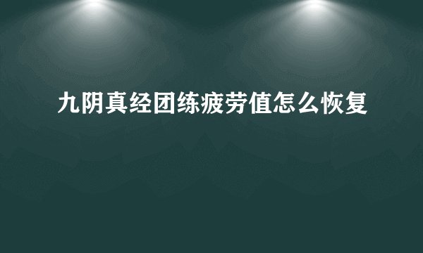 九阴真经团练疲劳值怎么恢复