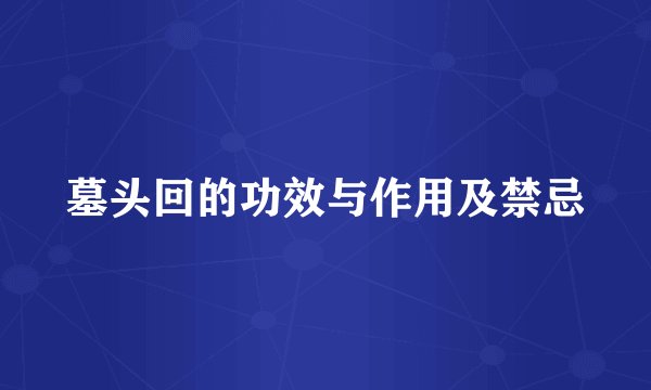 墓头回的功效与作用及禁忌