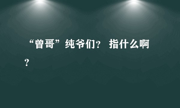 “曾哥”纯爷们？ 指什么啊？