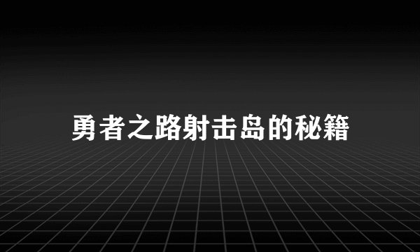 勇者之路射击岛的秘籍