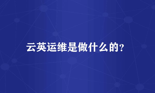 云英运维是做什么的？